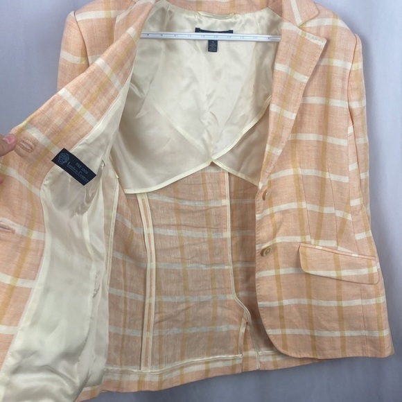 Brooks Brothers Pink Plaid Blazer 100% Linen/Flax Spring 2019 Collection - 16 - Picture 11 of 16